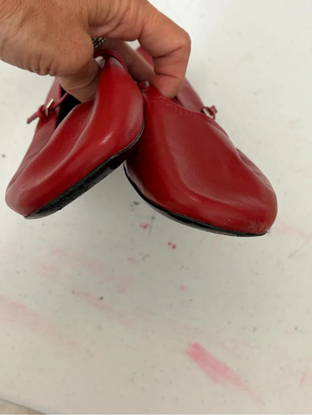 Tory Burch Red Leather Mary Jane Ballet Flats